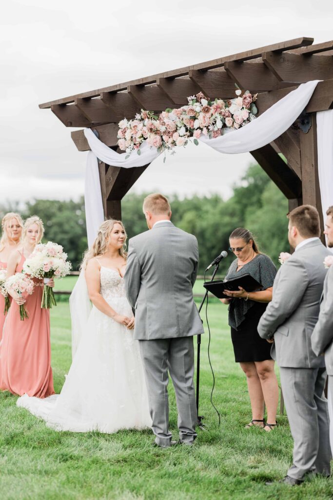 Wedding ceremony at Ridgetop, Prescott Wisconsin. 