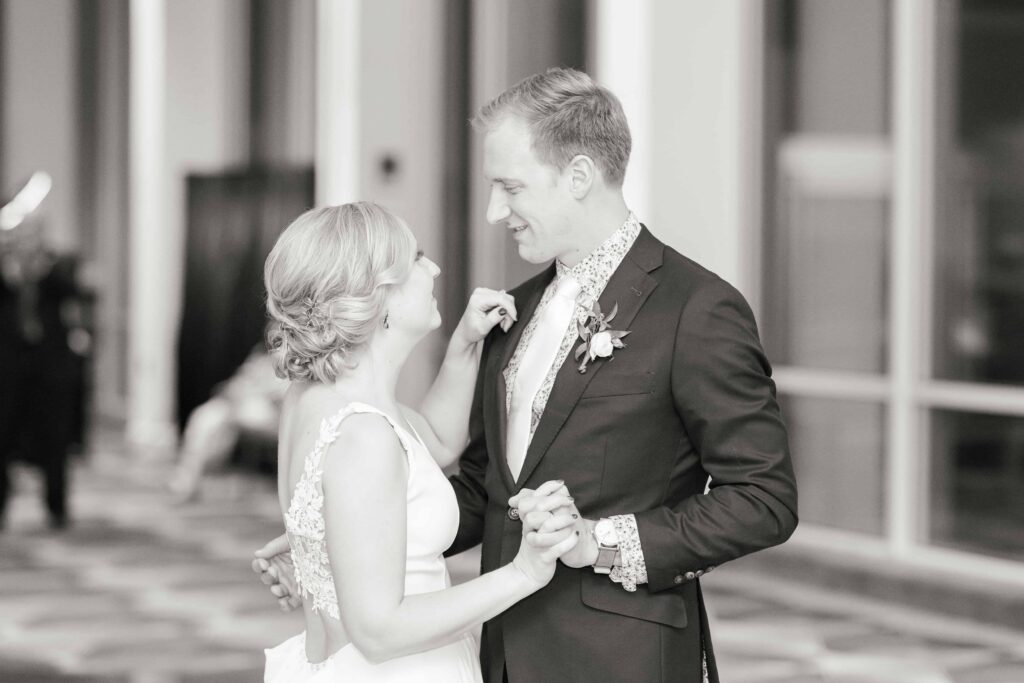 Gorgeous Fall wedding at the Intercontinental Hotel in Saint Paul, Minnesota. This is photo of the couple's first dance.