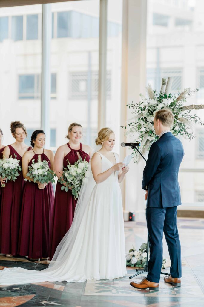 Gorgeous Fall wedding at the Intercontinental Hotel in Saint Paul, Minnesota. This is a portrait of the ceremony. 